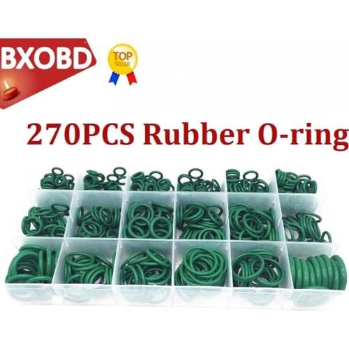 270PCS Green O-ring Assortment 18 Grid Car Air Conditioning Rubber Ring Air Conditioning Seal Repair O-ring Apron Box Washer