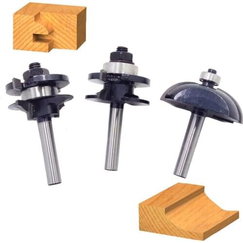 3pcs/lot Bit Raised Panel Cabinet Door Router Bit Set - 8mm Shank Hobbing CNC tools # 82338