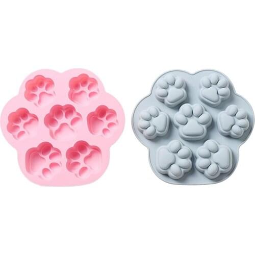 7 Cells Cute Dog Paw Style Cake Molds Baking Tools For Diy Biscuit Pastry Dessert Chocolate Silicone Mould