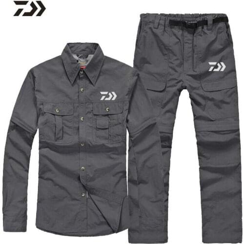 2021 Quick-drying Fishing Clothes Suit Sports Outdoor Fishing Clothing Detachable Quick-drying Pants Mens Breathable Sunscreen