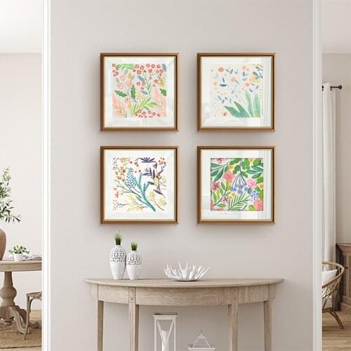 Floral Botanical Poster Scandinavian Flower Wall Art Canvas Painting Print Square Picture Living Room Interior Decoretion