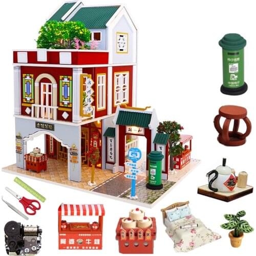 1:24 Wooden Doll House Furniture Miniature Dollhouse Kit Roombox Diy Mini House Model Making Boys' Toys Little House Christmas