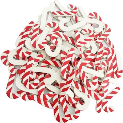 50x Red Candy Cane Walking Stick Wooden Piece Ornament Christmas Party Decor