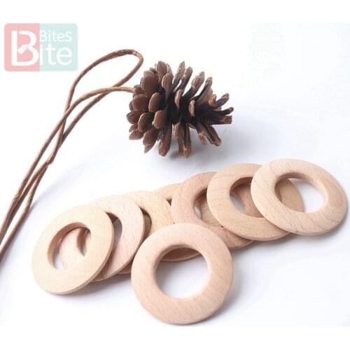 Bite Bites 50mm 10pc Wooden Ring Donuts Wooden Teething Toys Round Handmade Bpa Free Diy Necklace Teething Ring Baby Teether Toy