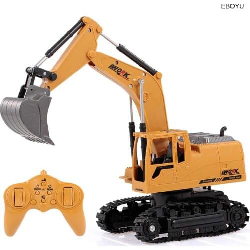 EBOYU 3853 2.4Ghz 8CH 1:24 RC Excavator Mini RC Truck Alloy Metal Simulated Excavator w/ Music LED Light Gift Toy for Kids