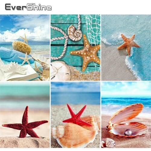 Evershine Diamond Embroidery Starfish Diamond Painting Landscape Cross Stitch Picture Of Rhinestones Mosaic Art Handmade Gift