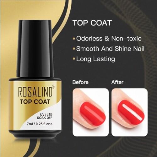 ROSALIND 7ml Top Coat Gel Nail Polish Nails UV LED Lamp Semi Vernis Permanent Nails Art Manicure Soak off Nail Gel Polish