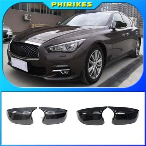 Car Side Glossy Painted Styling Rearview Mirror Cover Caps Bright Black for Infiniti Q50 Q60 Q70 SQ50 XQ30 2014-2020