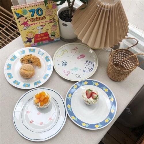 Hand Painted Plate Round Kitchen Cake Plate посуда Tulip тарелки для еды Round Tableware Ceramics Platos Vaisselle Salad Plates