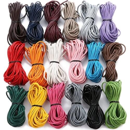 XINYAO 10M Dia 2mm 100% Genuine Round Leather Cord Jewelry Cords DIY Accessories for Necklace Bracelet Jewelry Making Supplies