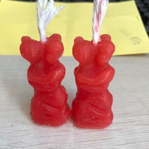 2.5x5cm Mini Decorative Candles Red Handmade Lover Ritual Candles Couples Hug Each Other Candles for Party Wedding