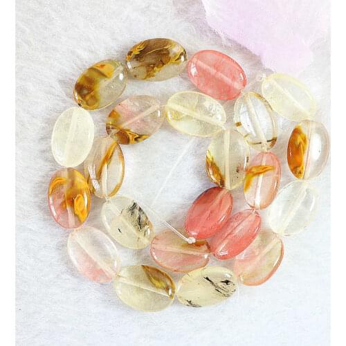 Fashion watermelon Tourmaline 13x18mm oval Shape new diy jewelry round loose Beads 15" B494