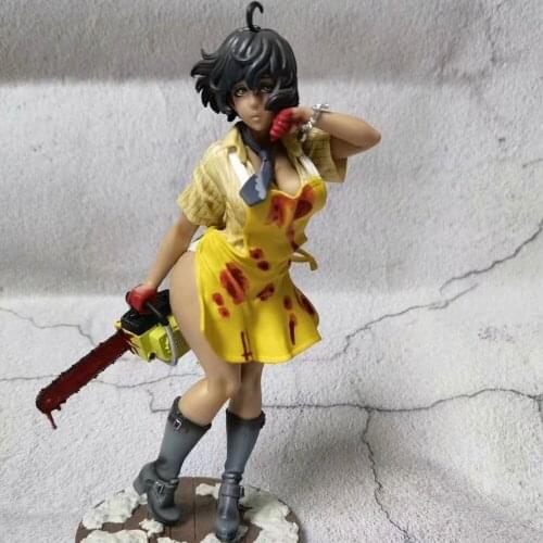 Vogue 2 Heads Terror Film Movie Statue Texas Chainsaw Bishoujo Sexy Girl Version Leatherface 22CM Figure Model Toys Gift