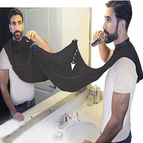 Polyester Taffeta Beard Shave Arpon Bib With 4 Suctions Cup Trimmer Razor Holder Haircut Shaving Pinafore Man Bathroom Organizer