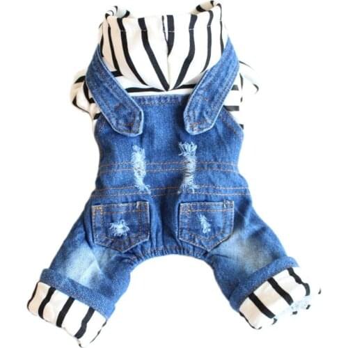 Pet Clothes Dog Jeans Jacket Cool Blue Denim Striped Coat Autumn/winter Small Medium Dogs 6 sizes