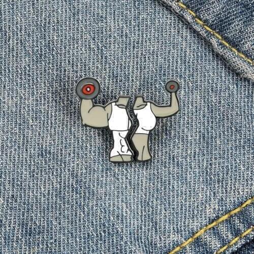 Creative Personality Fitness Weightlifting Dumbbell Weight Loss Calories Enamel Brooch Pin Alloy Badge Clothes Bags Accessories