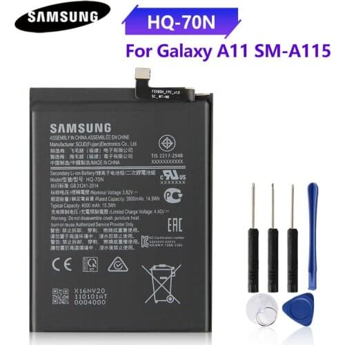 Original Phone Battery HQ-70N For Samsung GALAXY A11 A115 SM-A115 4000mAh Authentic Replacement Battery