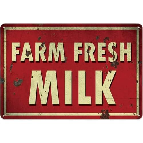 Original Vintage Design Tin Metal Signs Wall Art | Farm Fresh Milk | Thick Tinplate Print Poster Wall Decoration