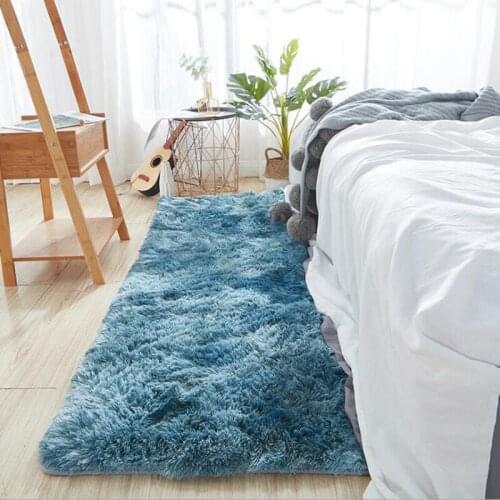Plush Gradient Carpet For Modern Living Room 2021 Home Decoration Bedside Foot Mat Fluffy Silky Cushion Childrens Bedroom Rugs