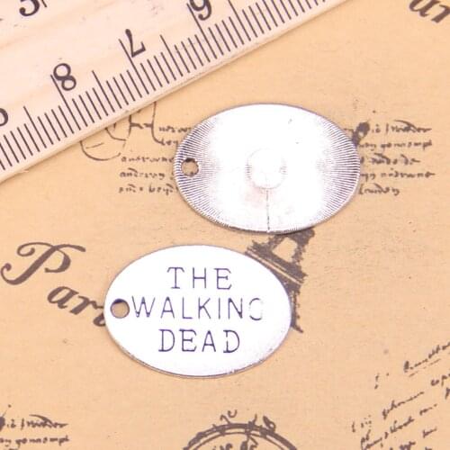 14pcs Charms plates the walking dead 17x23mm Antique Pendants,Vintage Tibetan Silver Jewelry,DIY for bracelet necklace