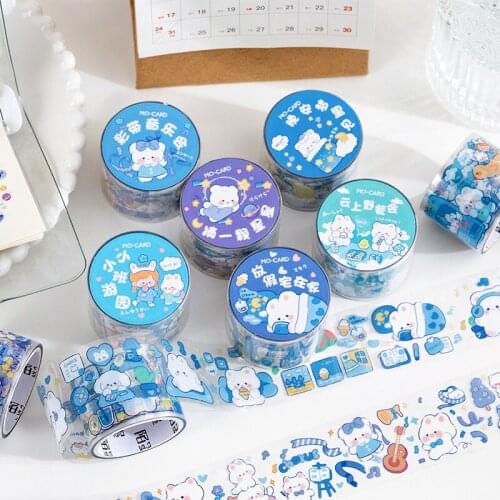 Transparent PET Tape Animal Bear Rabbit Cartoon Masking Tapes Scrapbooking Journal Stickers Paper Craft Supplies Stationery