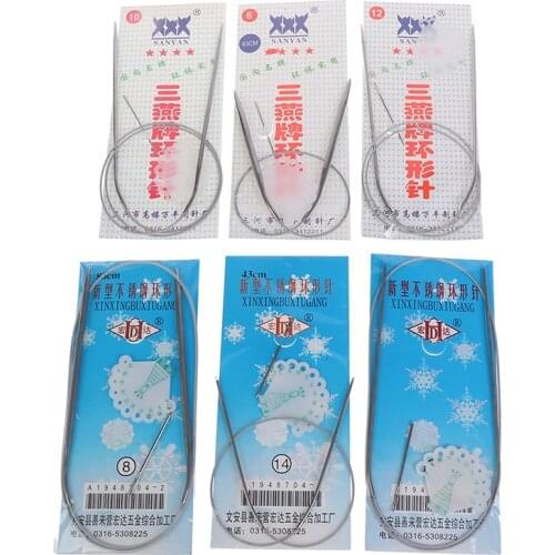 1 Bag 43/80cm Stainless steel sweater needle double pointed straight needle knitting tool