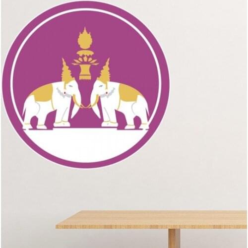 Kingdom of Thailand Thai Customs Made in Thailand Two Elephant Shield Wall Sticker Art Decal Mural DIY Wallpaper for Room Decal