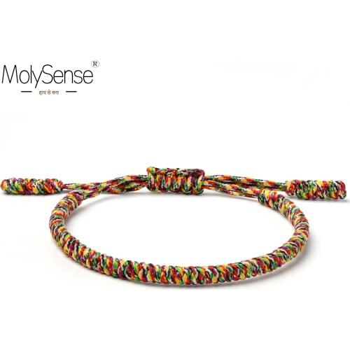 MolySense Tibetan Buddhist Love Lucky Charm Tibetan Bracelets & Bangles For Women Men Handmade Knots Rope Buddha Bracelet