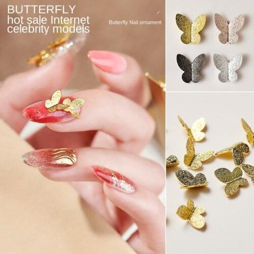 Nail Three-Dimensional Metal Bow Nail Jewelry Matte Gold Small Butterfly Nail Stickers Nail Art Decor