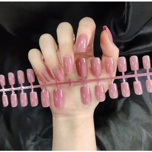 Solid Color Mirror Middle Length Coffin False Nail Ballet Press on Nails Tip for Nails Art Artificial Fingernails Fake Equipment