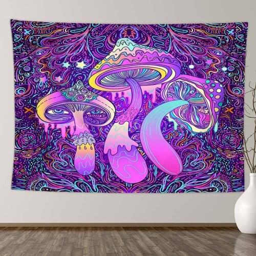 Magic Mushroom Wall Tapestry Mandala Fabric Carpet Hippie Trippy Tapestry Wall Hanging Anime Boho Home Decor Witchcraft Supplies