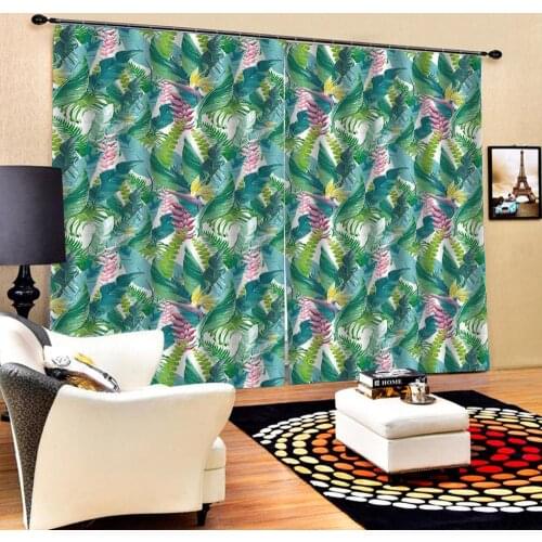 Green curtains leaf Decoration curtains Luxury Blackout 3D Window Curtains For Living Room Bedroom