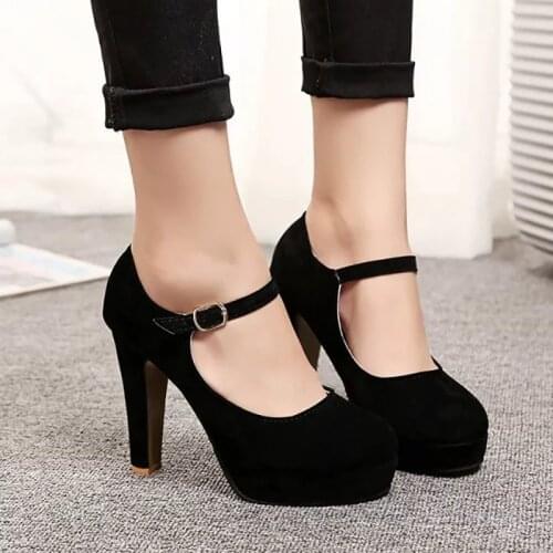 2019 new high-heeled womens shoes, frosted high-heeled shoes, thick and low-cut womens office work shoes