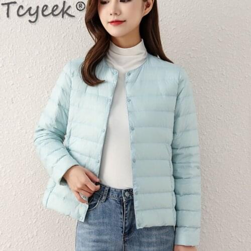 Tcyeek Autumn Jackets Women High Quality White Duck Down Coats Famale Light Short Korean Jacket Casusal Kurtki Damskie SQQ429