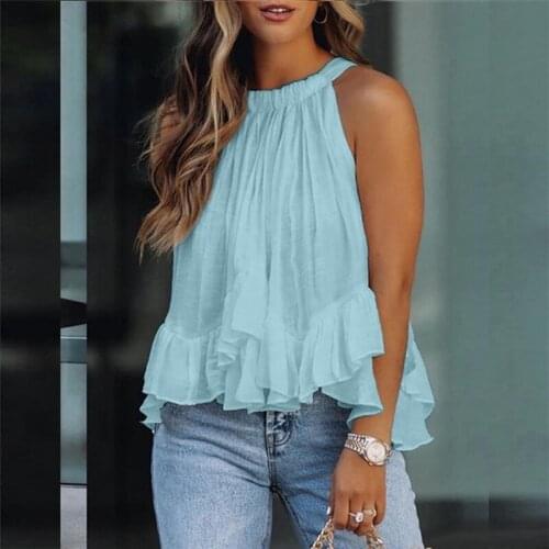 Uclio Womens Solid Color Pullover Sleeveless Short Sleeve Loose Round Neck Bottoming Shirt