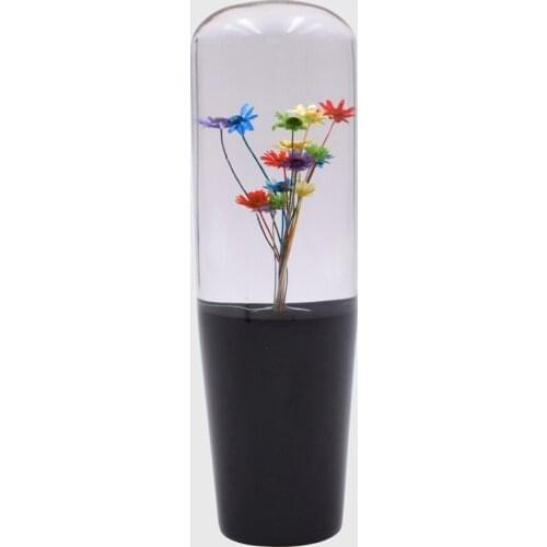 1PC 100 150 200mm Round Head Flat Head Car Crystal Flower Shift Lever Modified Gear Head With Real Flower Car Shift Knob