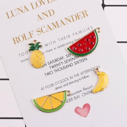 10pcs Enamel Banana Pineapple Watermelon Charms Alloy Fruit Shape Earrings Pendant DIY Accessories
