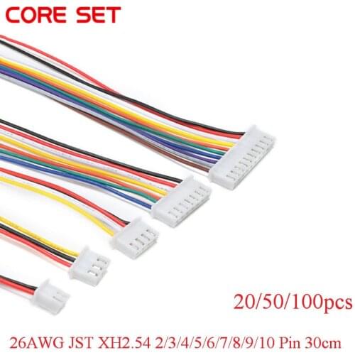100/50/20pcs/lot 26AWG JST XH2.54 2/3/4/5/6/7/8/9/10 Pin XH-2.54 Pitch 2.54mm Connector Plug With Wire Cable 30cm Length