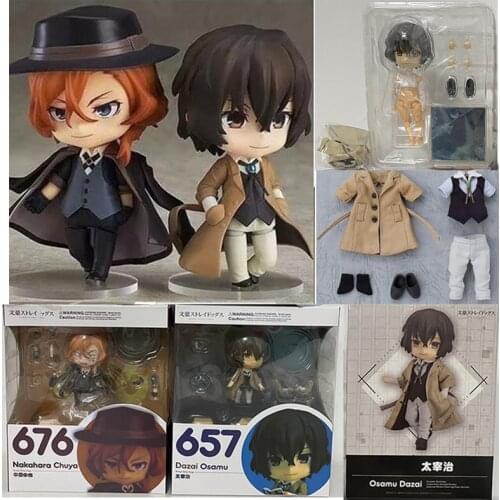 12CM Dazai Osamu Figure Anime Bungo Stray Dogs Nakahara Chuya Action Figure Real Clothes Suit Model Toy Doll Gift