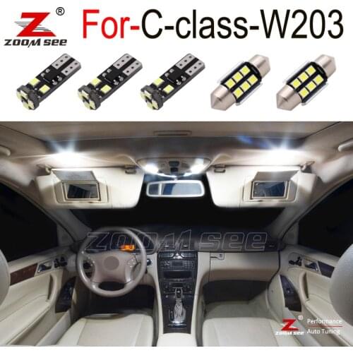 14pcs LED plate door lamp + LED Interior dome map Light + LED mirror bulb For Mercedes Benz C class W203 ( 2000 2002 to 2007 )