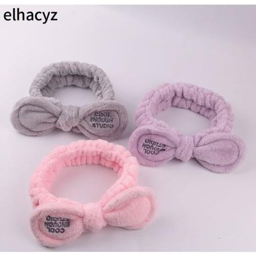 2021 New Coral Fleece Wash Face Bow Hairbands for Women Girls Headbands Soft Elastic Hair Band Banth Turban Hair Accessories