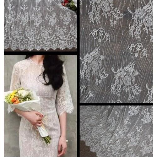 3M long hot selling eyelash chantilly lace traditional wedding lace fabric Table Cloth DIY Crafts