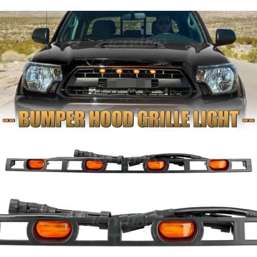 4pcs/set Car Front Hood Grille LED Lights Daytime Running Lamp Car Assessories Amber For Toyota Tacoma 2012-2015
