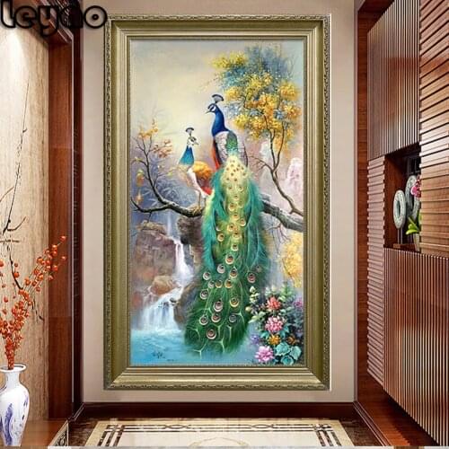 5D DIY Diamond Painting Couple Peacocks Cross Stitch Mosaic Diamond Embroidery Animals Full Square Round Drill Home Decoration