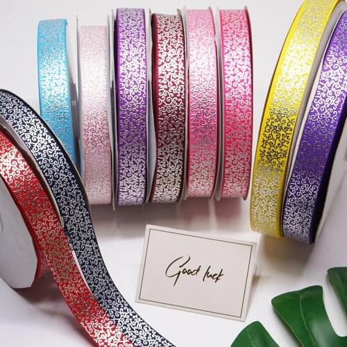 Free Shipping 50 Yards 22mm Foil Ribbon Rose Printed Grosgrain Tape J4101467