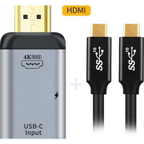 Chenyang Type-C USB-C Source Input to HDMI Output HDTV Adapter with PD Power Port & 100W 10Gbps USB-3.1 Cable for Phone & Laptop