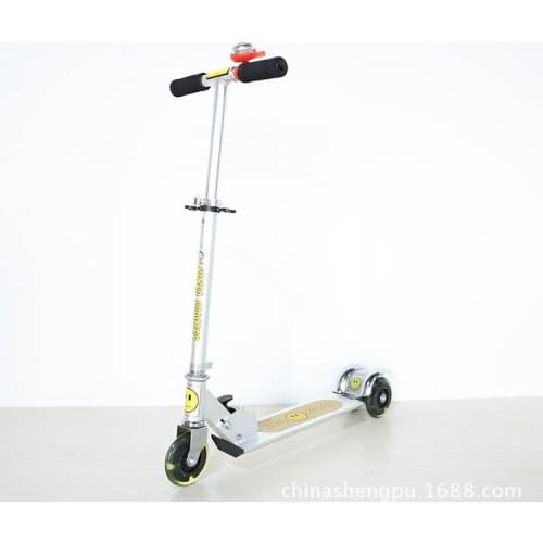 Childrens Outdoor Aluminum Alloy Flashing PU Three Wheel Folding Kick Scooter