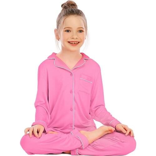 Long Sleeve Silk Pajamas for Girls Boys pjs Autumn Pajama Set Silk Satin Pijama Classic Loose Pyjamas Sleepwear Suit 10 years