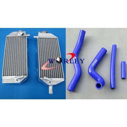 For aluminum radiator & silicone BLUE hose suzuki RM125 2-stroke 2001-2008 2002 2003 2004