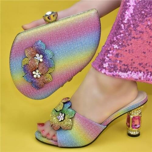 Doershow nice African Shoes And Bag Matching Set With Hot Selling Women Italian Shoes And Bag Set For Party Wedding HAS1-1